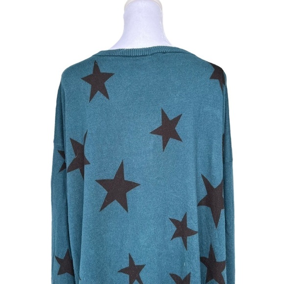 Torrid - Teal Star Print Scoop Neck Tunic Long Sleeve Skater Sweater Shirt Sz 1X - Picture 5 of 10